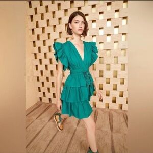 Ulla Johnson Green Ruffle Dress